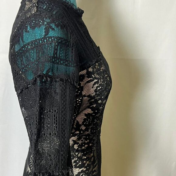 Parker Women's Julie Combo Black and Cream Lace Mini Dress xs - Picture 5 of 8